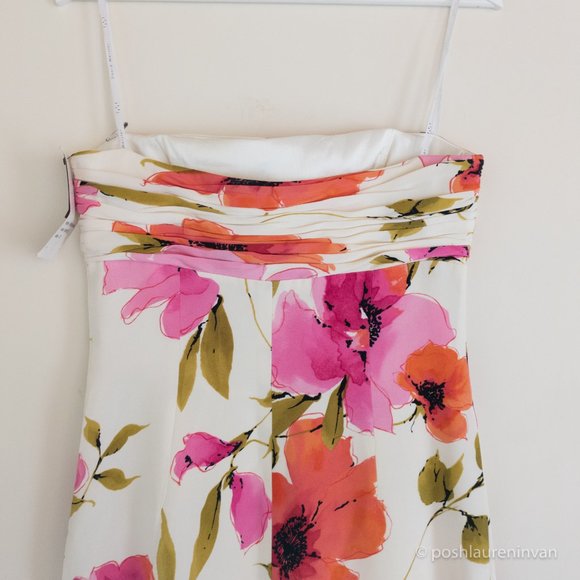 David Meister Floral Silk Dress *NWT* – Strapless / Formal Dress – US 8 - Picture 9 of 16